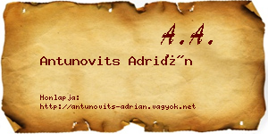 Antunovits Adrián névjegykártya